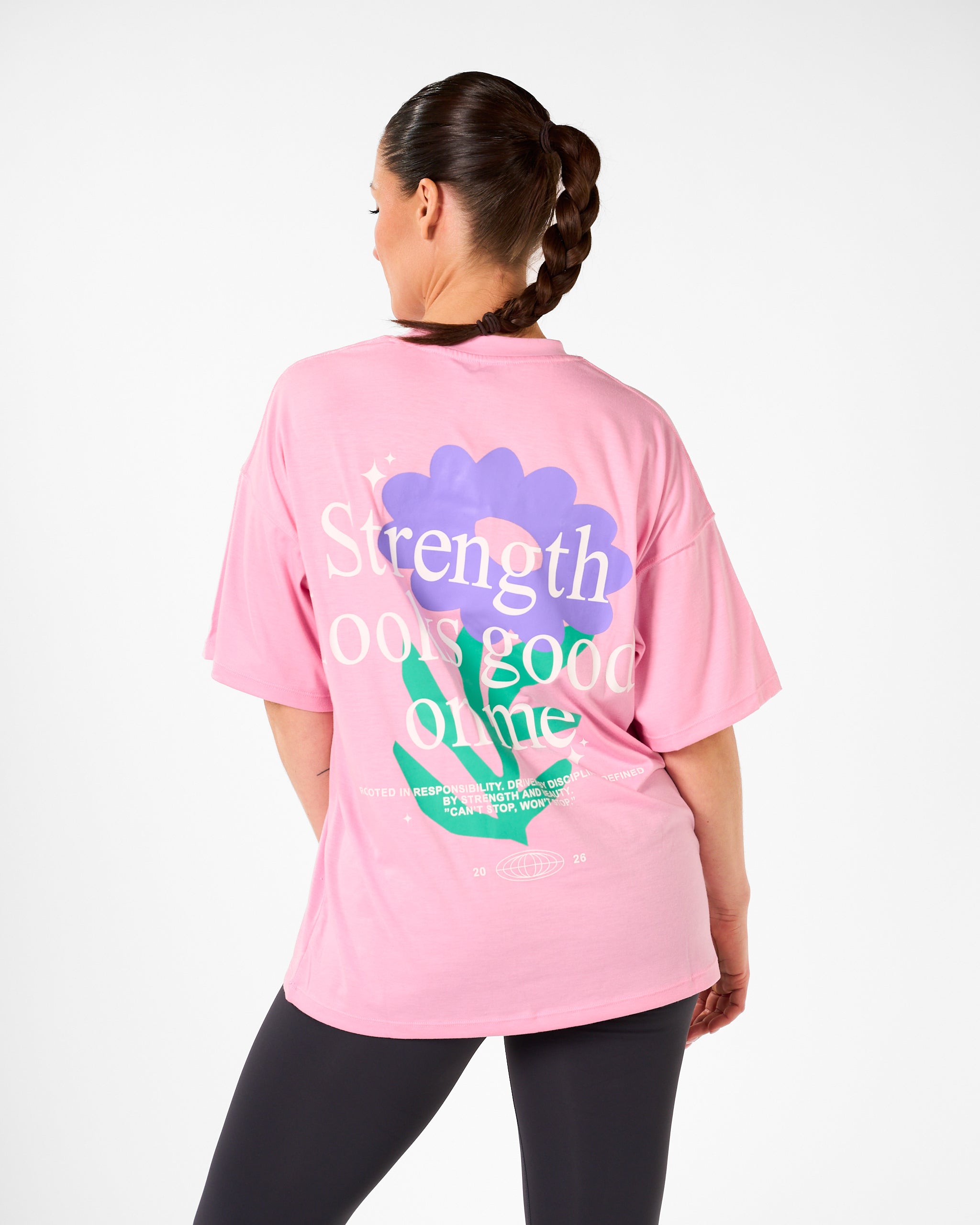 Strength Looks Good Tee Blossom Pink